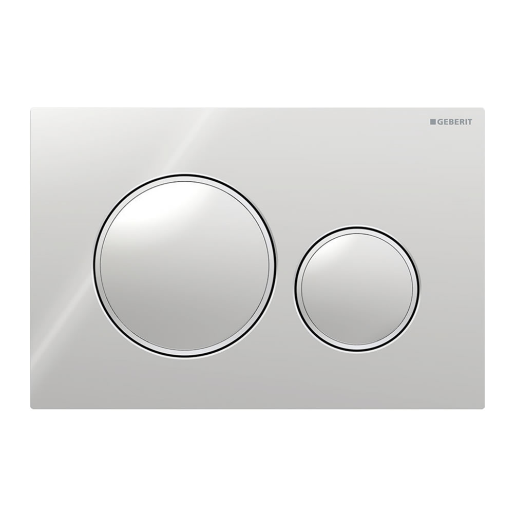 Cutout image of Geberit Sigma20 Round Gloss Chrome / Matt Chrome Dual Flush plate